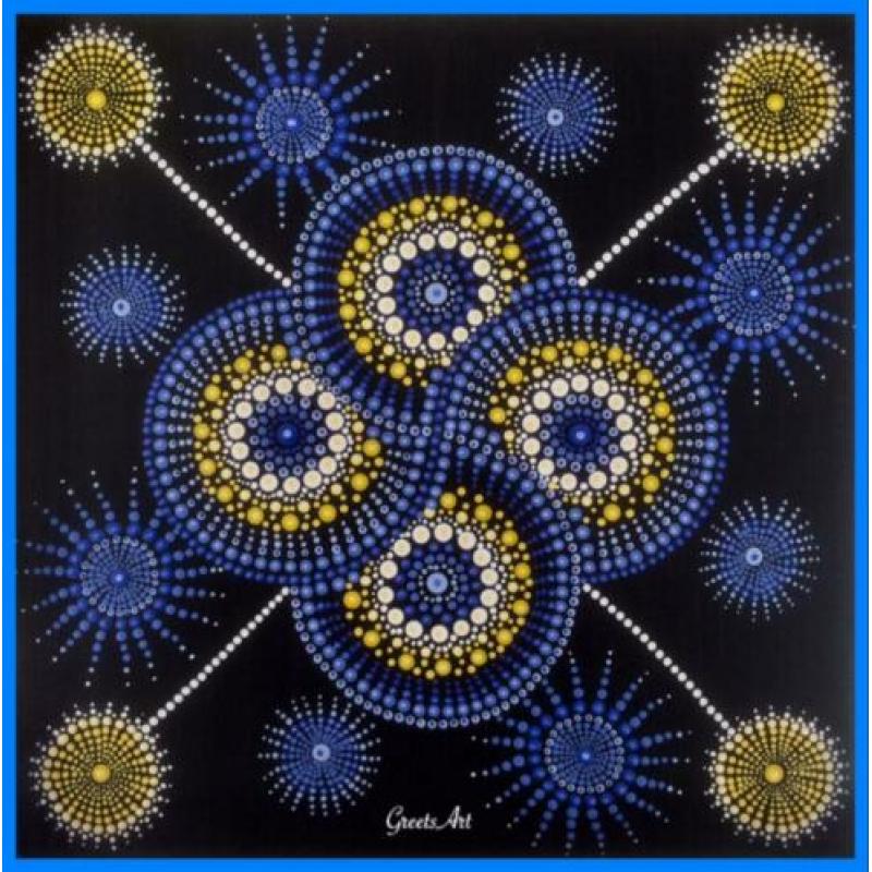 Hand geschilderde schilderijen. 25 x 25 cm.