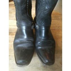 Zwarte leren Sancho cowboylaarzen, biker boots, maat 39