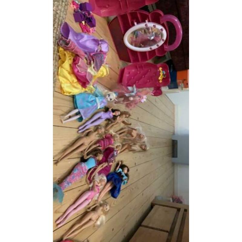 Barbie, Ken en Frozen poppetjes met kleding kast en spullen
