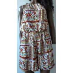 H&M coachella maat 42 rood beige jumpsuit playsuit short L