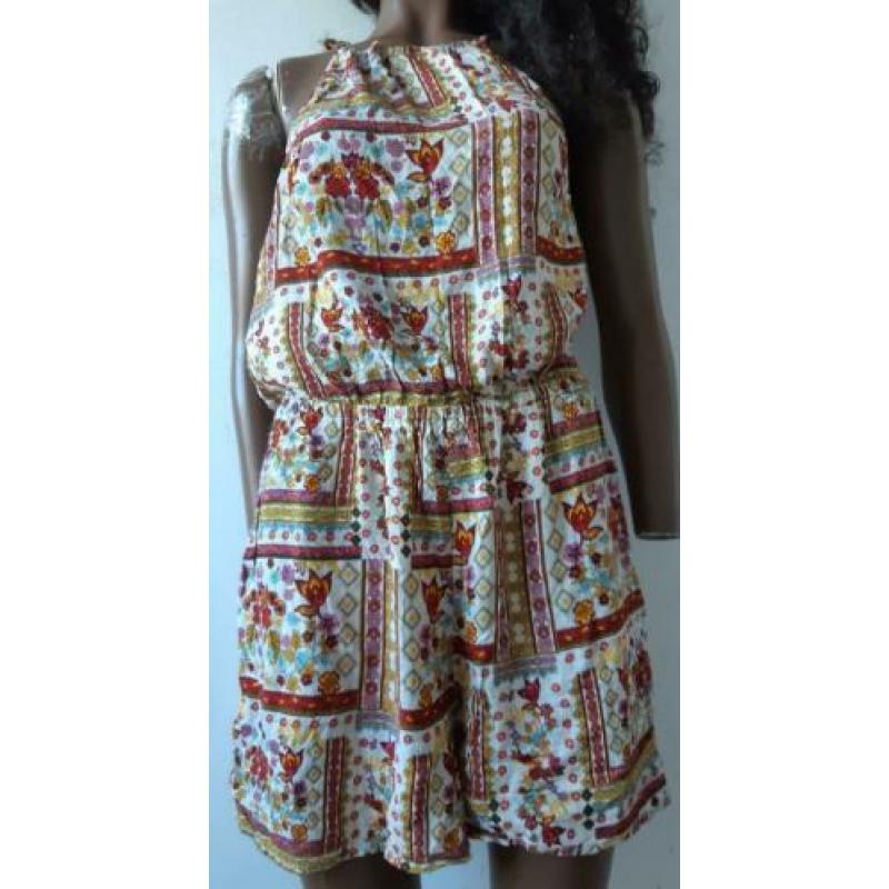 H&M coachella maat 42 rood beige jumpsuit playsuit short L