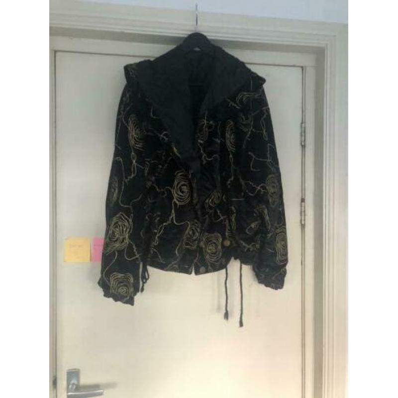 Vintage jas jacket bomber coat goud zwart S M