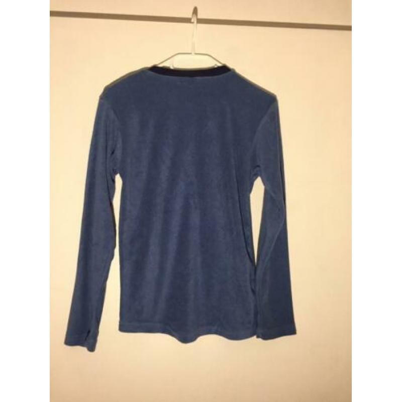 Kat Poes Blauw Badstof Pyjama Shirt Top Maat 152
