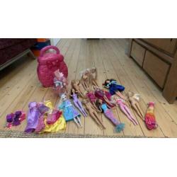 Barbie, Ken en Frozen poppetjes met kleding kast en spullen