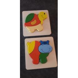 Houten puzzels en 1 visspel met magneet