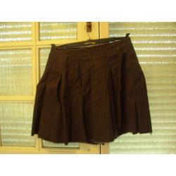 Trendy kort bruin katoenen stretch rok IKKS 38 M nieuwstaat