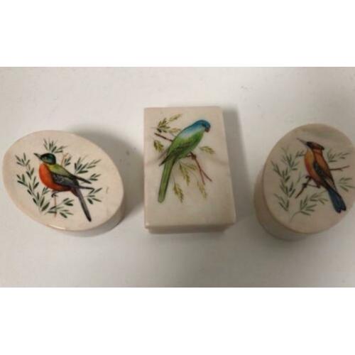 18e Boudoir set met vogelprint