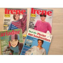 4 handwerkbladen:2 x IRENE, BURDA plezier met handw.,Ariadne