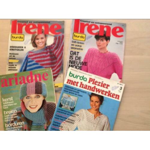 4 handwerkbladen:2 x IRENE, BURDA plezier met handw.,Ariadne