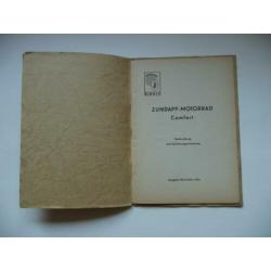 Zündapp "Bedienungs-Anweisung" Model "Comfort" (11-1952)