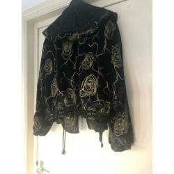 Vintage jas jacket bomber coat goud zwart S M