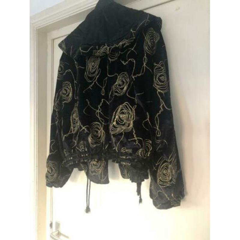 Vintage jas jacket bomber coat goud zwart S M