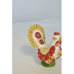 Grieks gipsen beeldje van een haan met kuikens vintage beeld