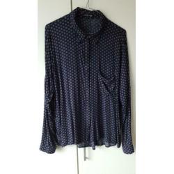 La Ligna blauwe blouse met lange mouwen. Maat 42