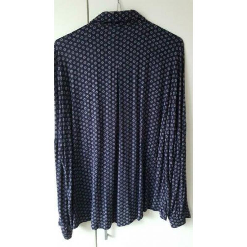 La Ligna blauwe blouse met lange mouwen. Maat 42