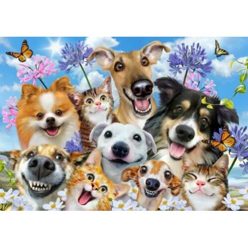 Huisdieren behang Selfie, puppy, kitten, hond *Muurdeco4kids