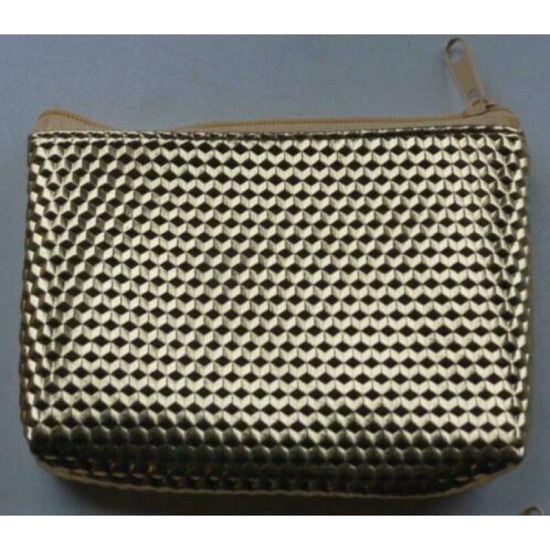 goudkleurige portemonee tasje met rits bag-in-bag
