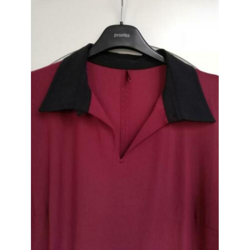 Te Koop: PLUS BASICS Jurk, mt 46. Rood/Zwart. (J-320).