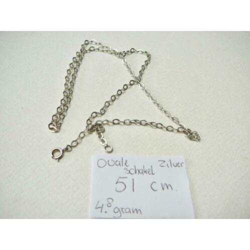 Zilveren ovale schakel ketting 51 cm. echt zilver