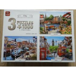 KING 3 IN 1 PUZZLES 1000 stukjes City