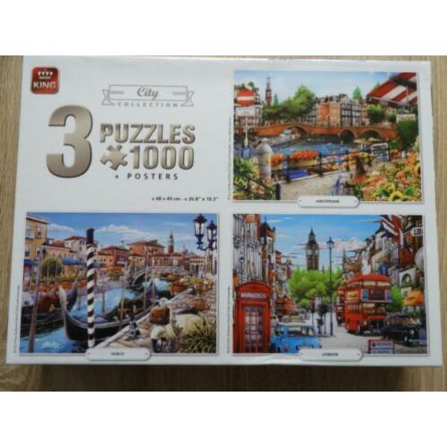 KING 3 IN 1 PUZZLES 1000 stukjes City