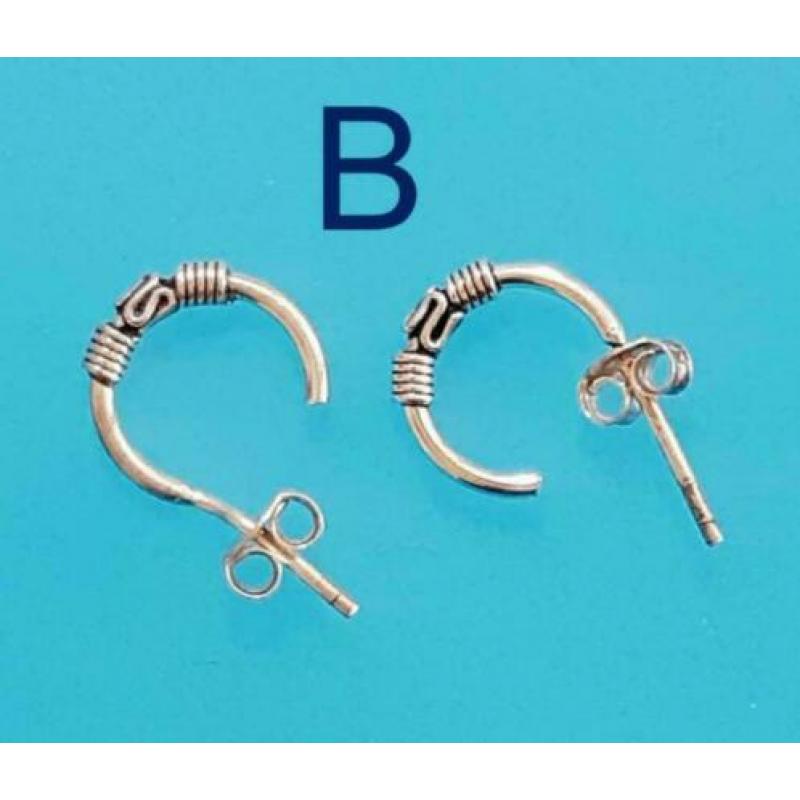 Balihoops oorstekertjes echt zilver ~ 15078