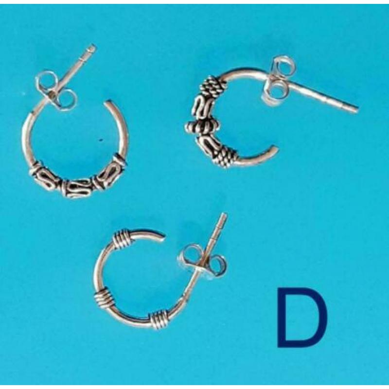 Balihoops oorstekertjes echt zilver ~ 15078