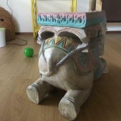 Handgemaakt olifant beeld plantentafeltje massief hout