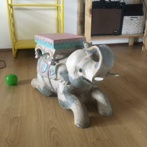 Handgemaakt olifant beeld plantentafeltje massief hout