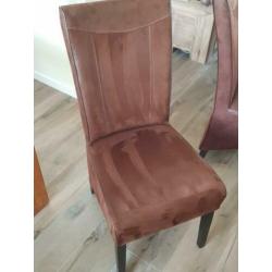 4 eetkamer stoelen bruin suède