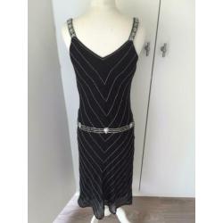 NIght Birger et Mikkelsen lange jurk zwart zijde M 38 40