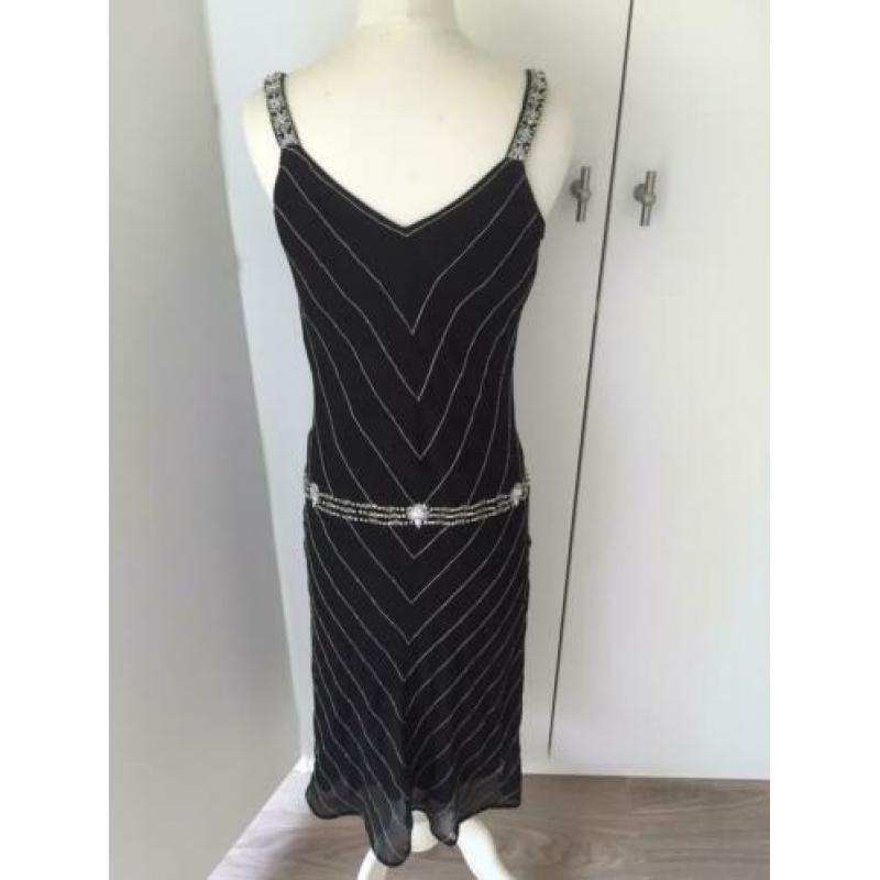 NIght Birger et Mikkelsen lange jurk zwart zijde M 38 40