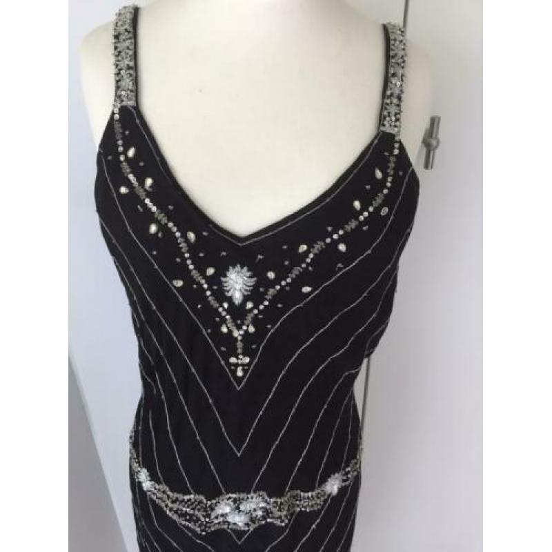 NIght Birger et Mikkelsen lange jurk zwart zijde M 38 40