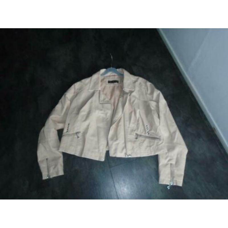 Dolce Vita Zalm Roze Leather Look Nep Laar Biker Jasje mt 48