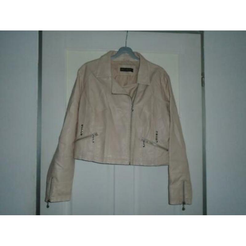 Dolce Vita Zalm Roze Leather Look Nep Laar Biker Jasje mt 48