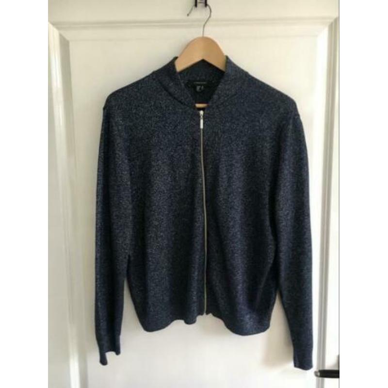 Donkerblauw vestje met glitter en rits
