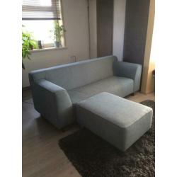 2,5 zitbankje en poef, kleur oceanblue