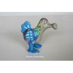 Unieke Handbeschilderd Beeldje Dodo / Vogel Kunst Nieuw
