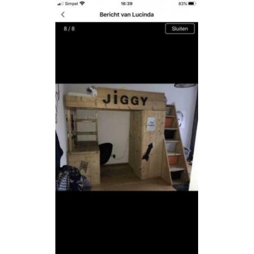 Steigerhout hoogslaper, bureau en kledingkast