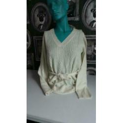 Vintage creme trui met bijpassende ceintuur mt 38 - TR3