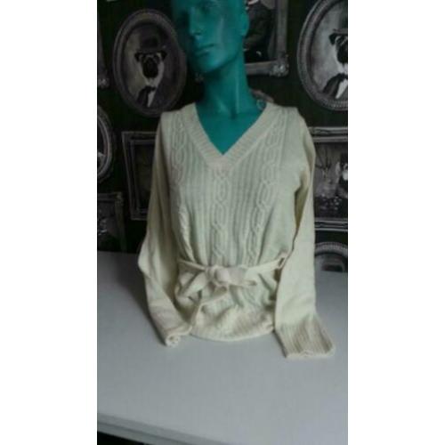 Vintage creme trui met bijpassende ceintuur mt 38 - TR3