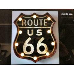 Route 66 bord met led-verlichting 25 % korting
