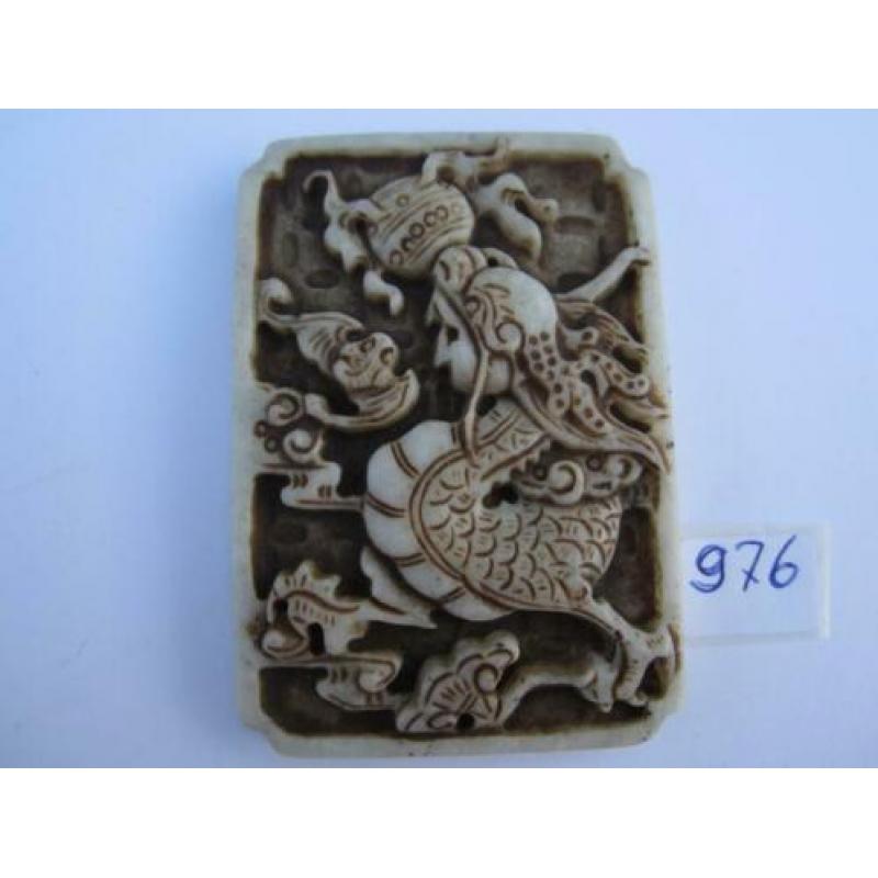 Oude amulet hanger van chinese jade draak 976 #