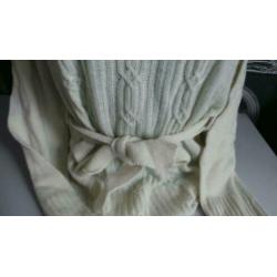 Vintage creme trui met bijpassende ceintuur mt 38 - TR3