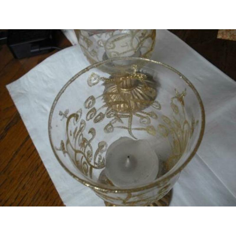 2 Glazen Sfeerlichten / Windlichten,(adv.044E)
