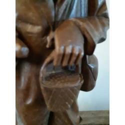 Handgemaakt "vele details" houten herder 40 cm