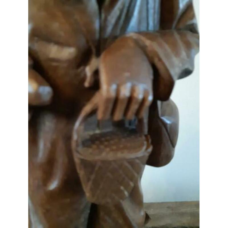 Handgemaakt "vele details" houten herder 40 cm
