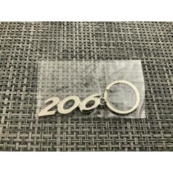 Peugeot 206 zilveren sleutelhanger