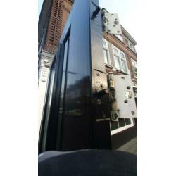 Hardhouten buitendeur 86.5x220cm. Dubbelglas.