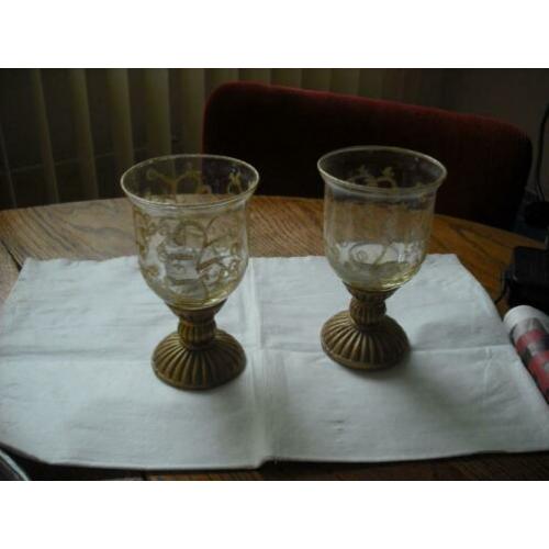 2 Glazen Sfeerlichten / Windlichten,(adv.044E)